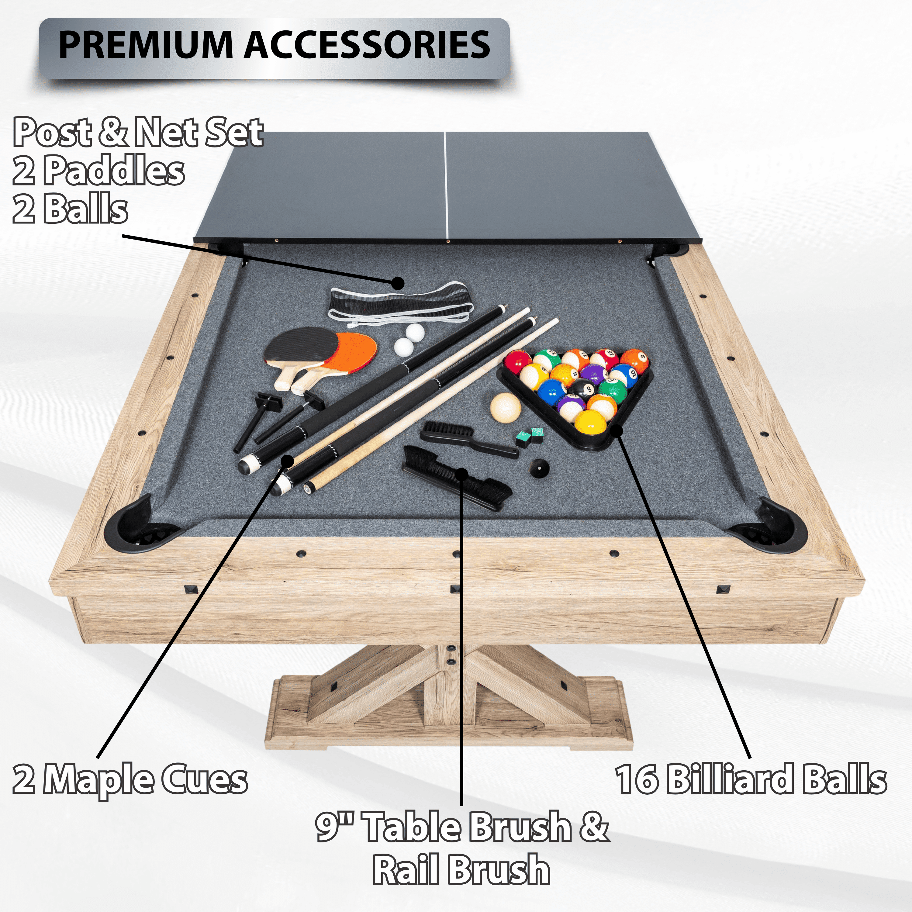 Freetime Fun 7ft 3 in 1 Multi Game Combo Pool Table with Dining and Table Tennis Tops. Dust Cover Included. - RB3010A