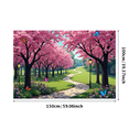 thumbnail image 3 of LUUFILx Cherry Blossom Themed Background, Pink Flower Decorations with Butterflies Banner, Spring Party Decor Backdrop, 3 of 7