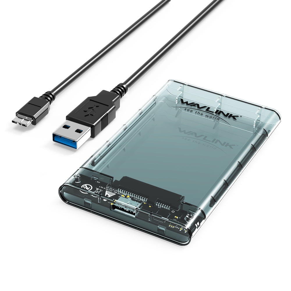 WAVLINK USB 3.0 to SATA External Hard Drive Enclosure for 2.5 inch 5mm/7mm/9.5mm SATA I/II/III HDD/SSD Support UASP Function, Max 4TB Tool-Free Design