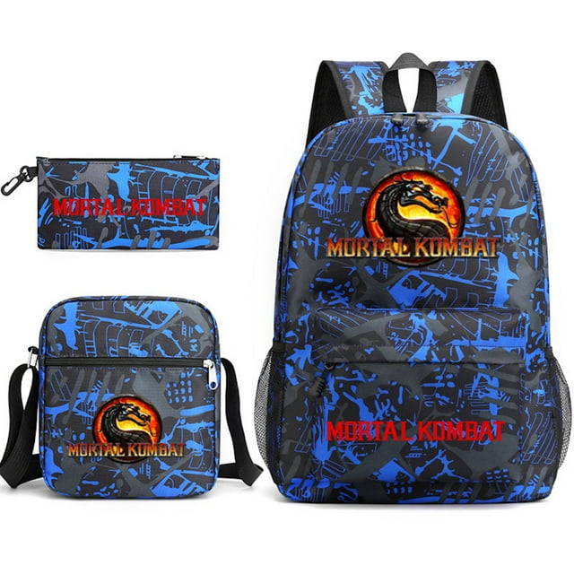 Set de mochilas escolares Mortal Kombat de 3 piezas con bandolera