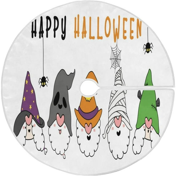 FMSHPON Halloween Ghost Xmas Christmas Tree Skirt Stand Mat for Holiday Party Decoration Indoor Outdoor 48 inches