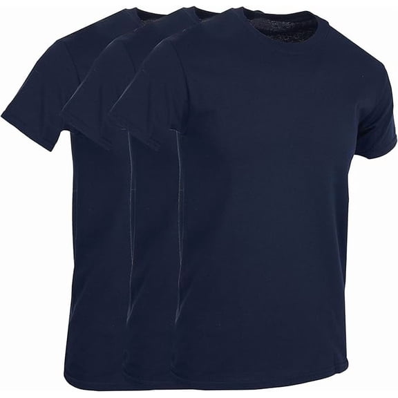 BILLIONHATS 3 Pack Men's Solid Colors Cotton T-Shirts Short Sleeve Lightweight Tees, Bulk (Medium, Navy Blue)