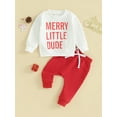 thumbnail image 3 of Toddler Baby Boys Girls Christmas 2Pcs Outfits 6M 12M 18M 24M 3Y Long Sleeve Letter Print Loose Sweatshirt + Drawstring Pants Sets Infant Casual Fall Clothes, 3 of 9