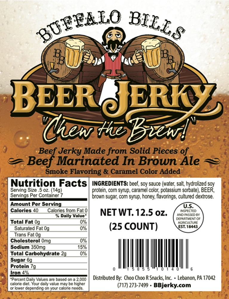 Buffalo Bills 12.5oz Premium Beer Beef Jerky Strips (25 jerky strips marinated in Honey Brown Ale)