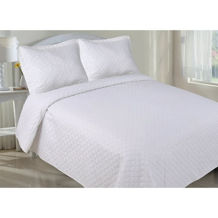 LCM Home Fashions Microfiber Pinsonic Quilt Set White Twin 2 Piece