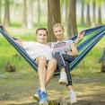 thumbnail image 2 of Portable 2 Person Ibrant Stripe Brazilian Double Hammock Extra Long Lounger Durable Nylon with Hanging Kit & Carry Bag for Indoor Outdoor Camping & Travel, 2 of 12