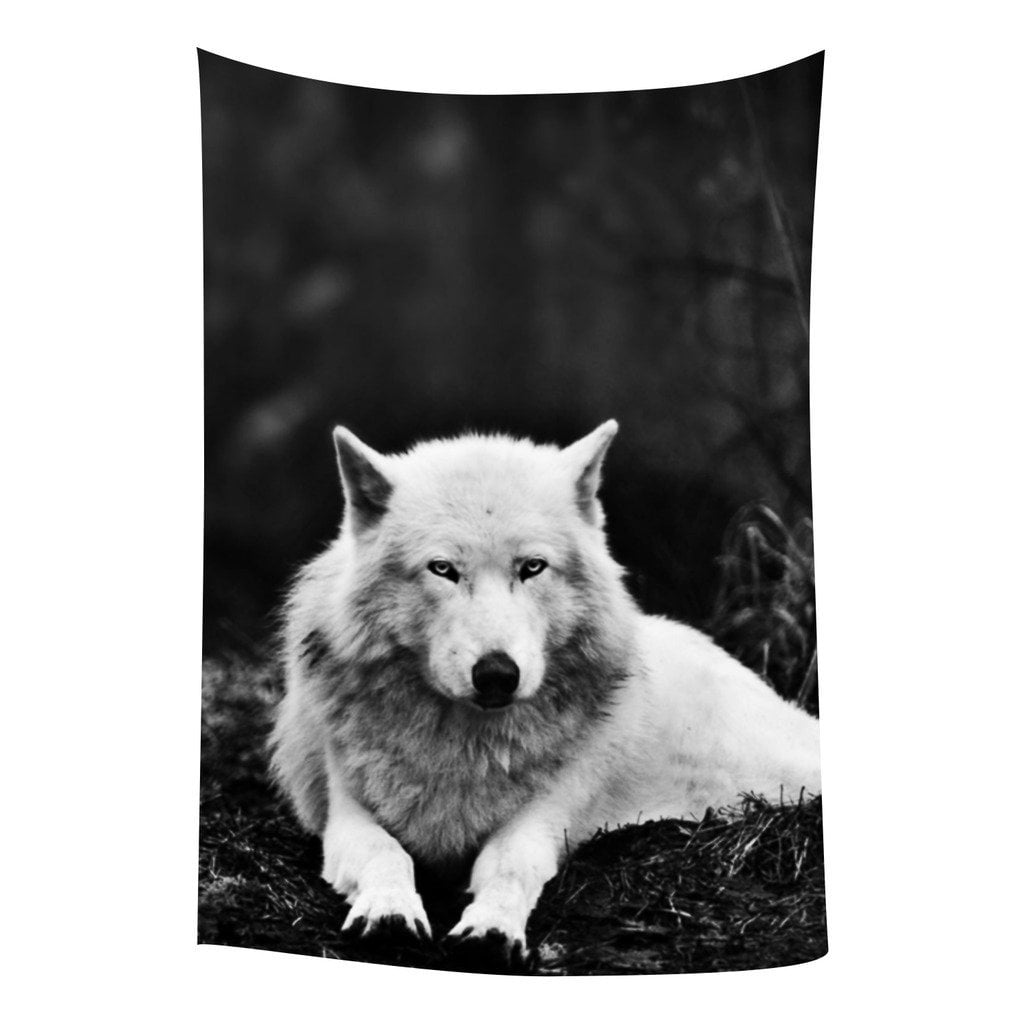 GCKG Wolves White Wolf Animals Bedroom Living Room Art Wall Hanging