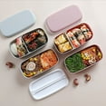 thumbnail image 3 of 2set Microwavable 2 Layer Lunch Box with Compartments Leakproof Bento Box Food Container Lunch Box Gray & Green, 3 of 7