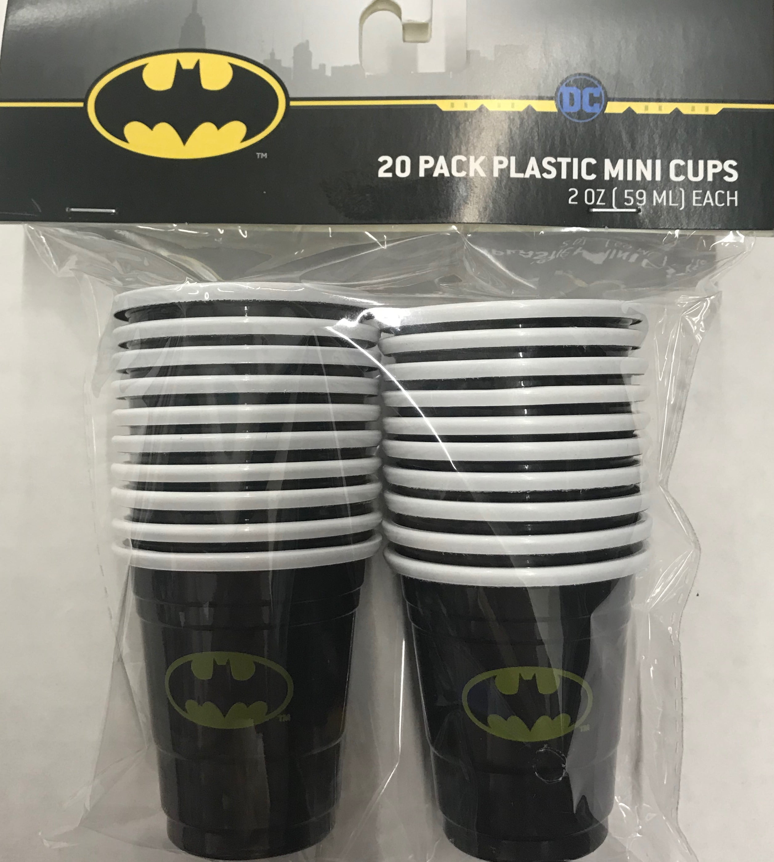 20 Batman Party Cups 12oz clear disposable plastic cups with lids and straws Superhero Birthday Baby Shower
