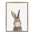 thumbnail image 2 of Kate and Laurel Sylvie Bubble Gum Bunny Framed Canvas Wall Art by Amy Peterson Art Studio, 18x24 Gold, Cute Whimsical Animal Art for Wall, 2 of 6