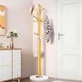 thumbnail image 3 of Metal Coat Rack Stand with Natural Marble Base, Coat Rack Freestanding, Free Standing Hall Tree with 12 Hooks for Hanging Clothes, Bags, Scarfs, Coat Hanger for Entryway, Hallway (Gold), 3 of 8