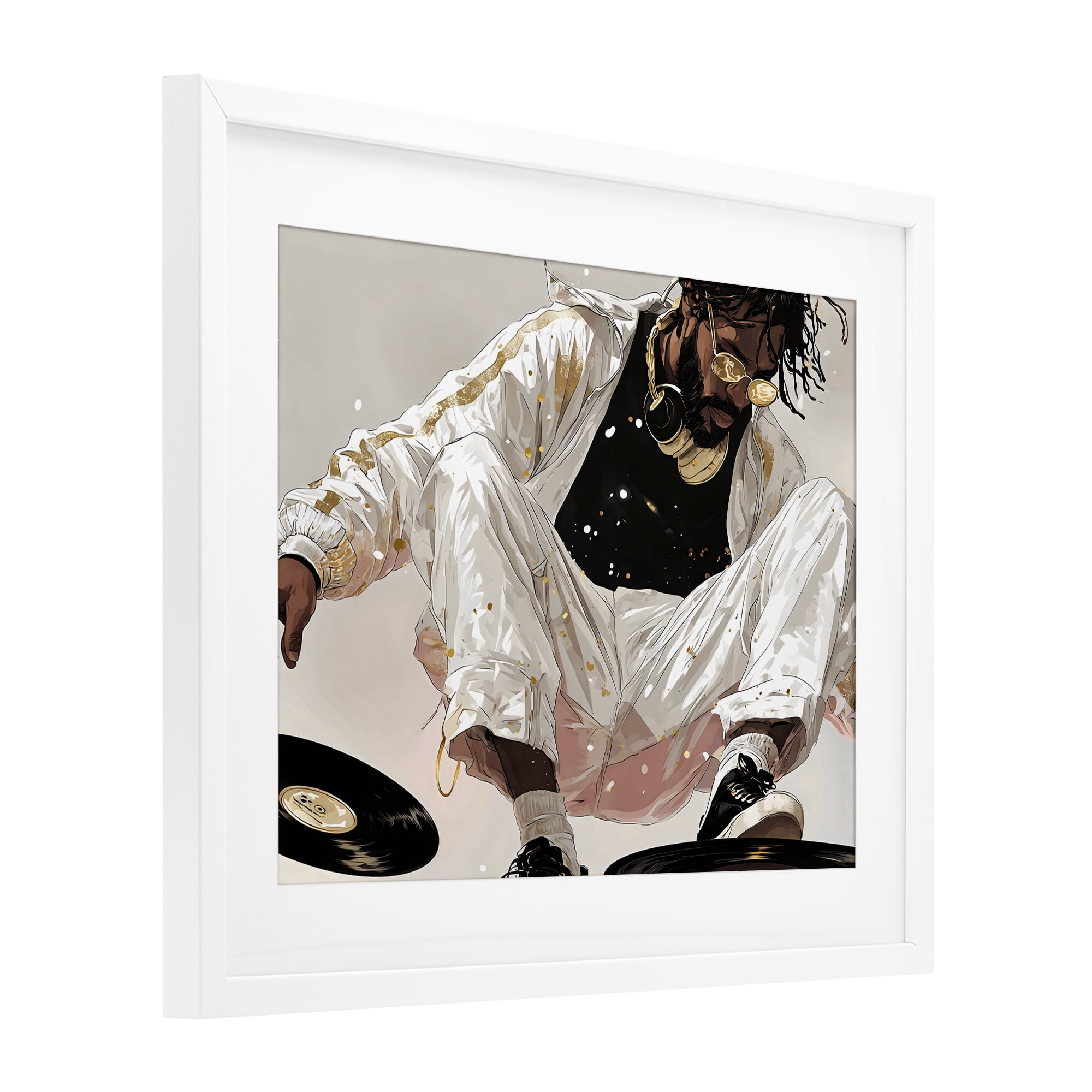 Stupell Industries Record Dance Stylish DJ White Framed Print Under Glass, design by Franklyn Gregory