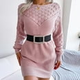 thumbnail image 5 of Herrnalise Women’s Dresses Summer 2024 Fashion Autumn Solid Color Cutout One-Line Neck Long-Sleeve Pullover Dress S-L, 5 of 8