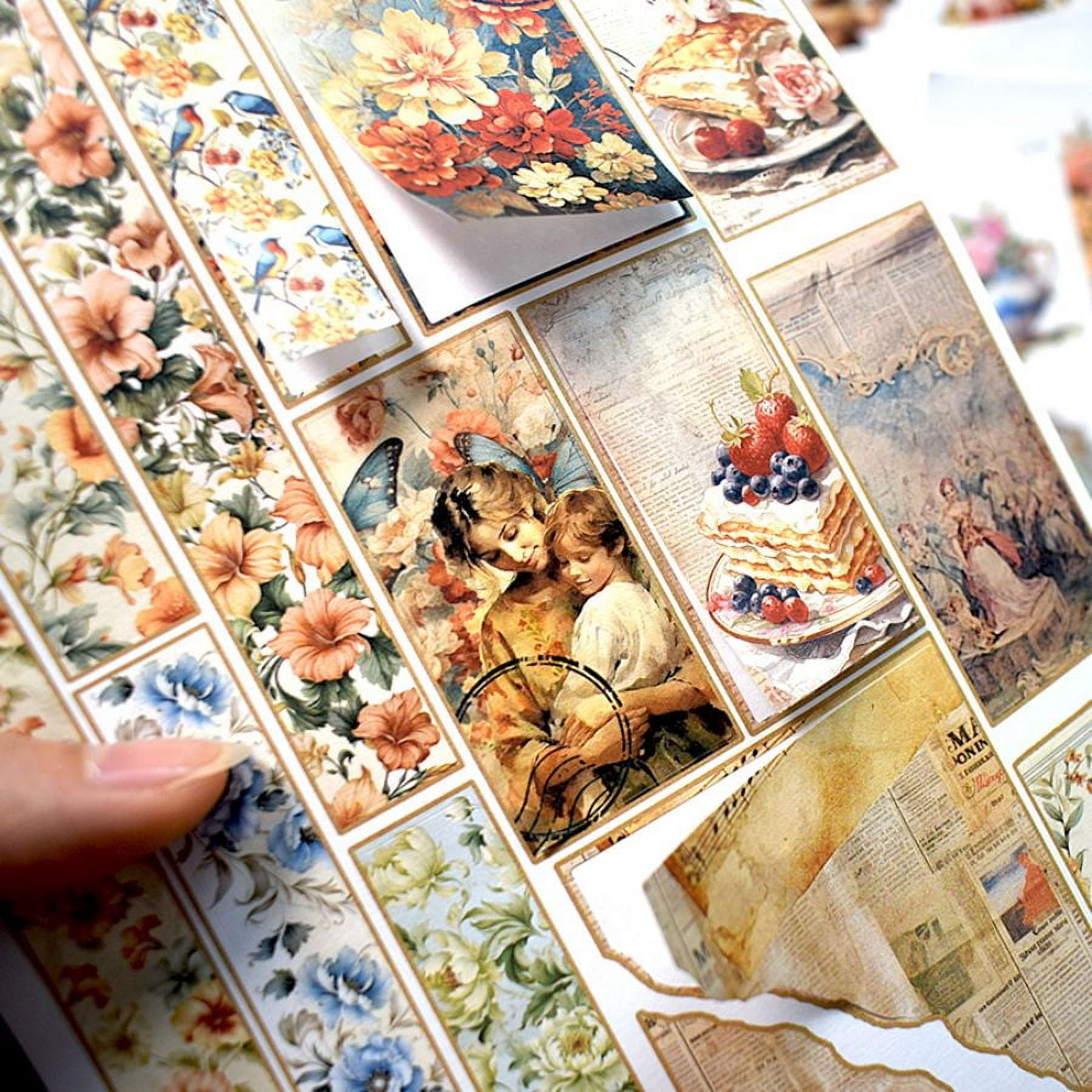 A5 Vintage Scrapbook Sticker Book White Cover 20 Unique Junk Journal Stickers Paper Sheets for Bujo DIY Crafts