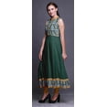 thumbnail image 3 of Bimba Robe Anarkali Damassé Bleu Sarcelle Foncé Col Mandarin Sans Manches Kurtis pour Femmes Imprimé Robe Maxi XX-Grand, 3 of 6