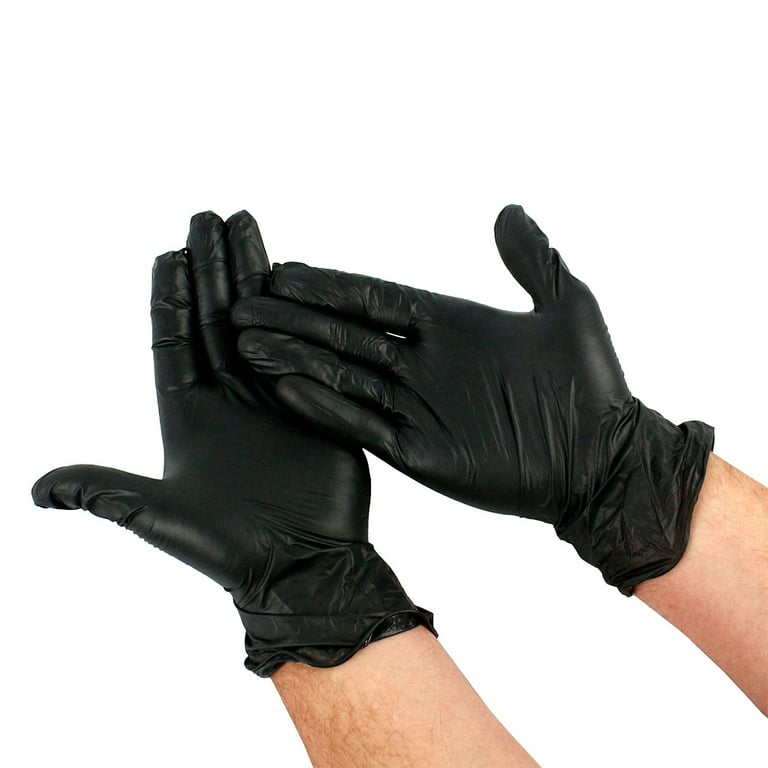American International Black Nitrile Disposable Gloves, Powder