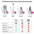 thumbnail image 2 of Uarter 90 Pcs Cake Decorating Supplies Kit with 52 Stainless Steel Piping Tips, 2 Silicone Piping Bags, 30 Disposable Piping Bags - Cake Decor Tools, Baking Supplies, Pie Decorating Tools, 2 of 8