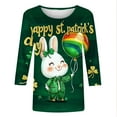 thumbnail image 4 of HOMBOM St.Patricks Day Shirts for Women Irish Graphic Tees Spring Army Green Crewneck Shamrock Print 3/4 Sleeve Cute Womens Tops, 4 of 5