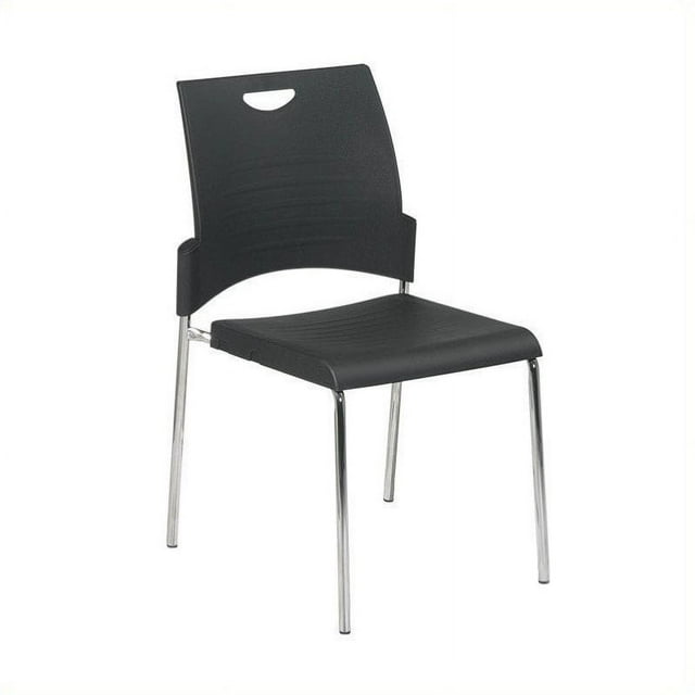 Chaise Empilable en Plastique à Jambe Droite en Noir Set de 2