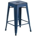 thumbnail image 3 of Emma + Oliver Commercial Grade 24"H Backless Distressed Blue Metal Indoor-Outdoor Stool, 3 of 8