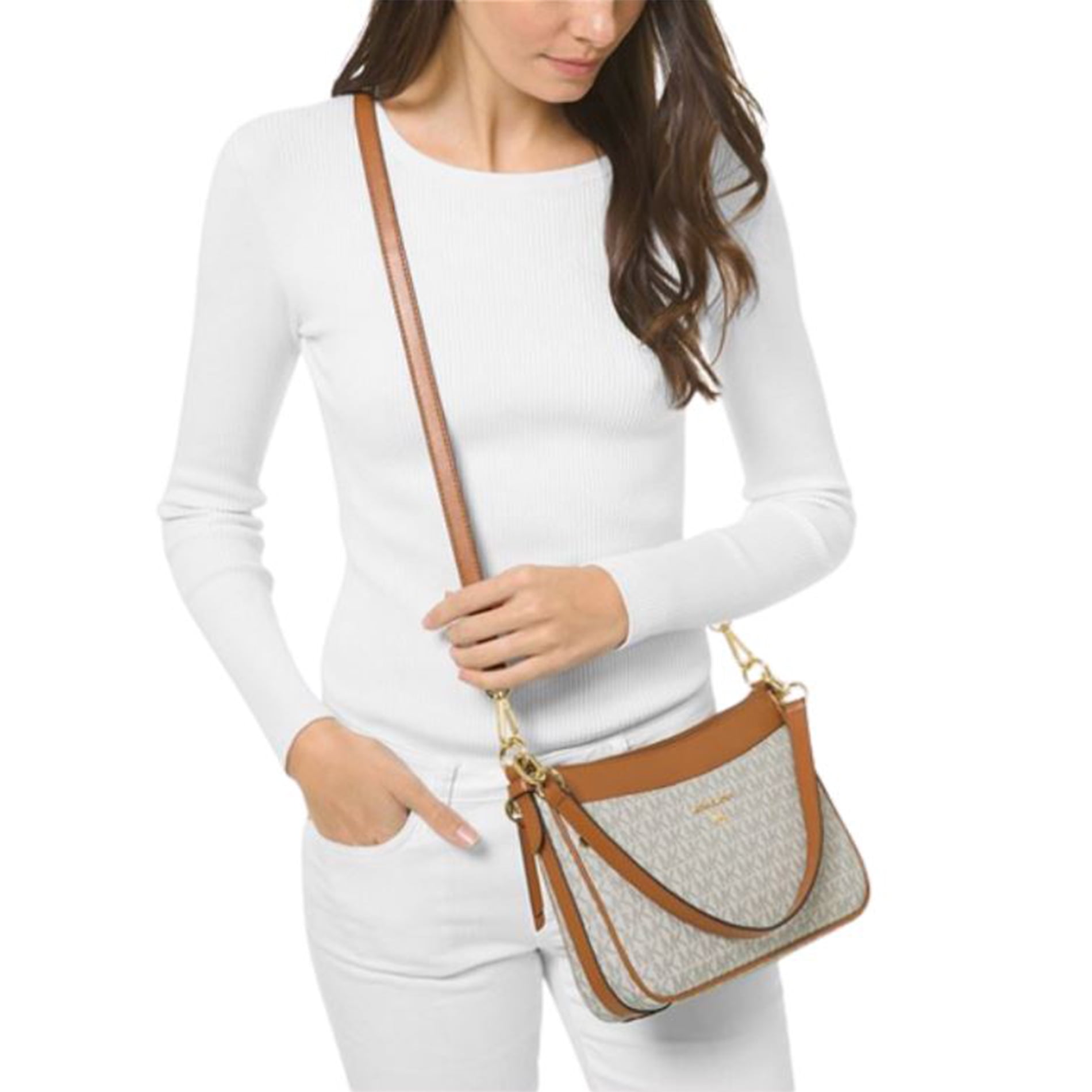 ショルダーバッグ・ポシェット Michael Kors Woman Crossbody bags Ivory 32S5GYTC5B 149 Michael Kors Ladies Jet Set Med Shoulder Bag, Adjustable