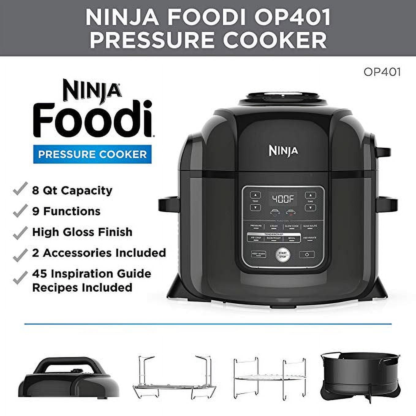 Restored Ninja OL601 COPPER Foodi XL 8 Qt. Pressure Cooker Steam Fryer with  SmartLid, 14-in-1, Bakes & More, 3-Layer Capacity, 5 Qt. Crisp Basket & 45