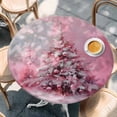 thumbnail image 3 of Pink Christmas Tree Fitted Tablecloth with Elastic Edged, Round Table Cloth for Dining Table, Xmas Tree Oil Painting Waterproof Oil Proof Table Cover for Indoor Outdoor 45"-54", 3 of 9