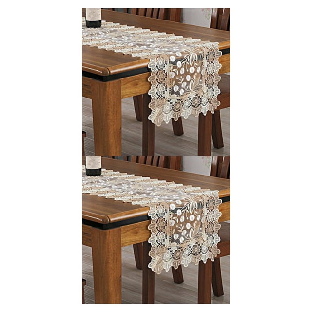 Youkk Comfortable Vintage Wedding Table Runner With Tassels For Fitting Dining light coffee 40*120cm 2Set