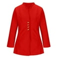 thumbnail image 4 of XPMWRP Women's Button Suit Blazer Dressy Casual Notch Collar Long Sleeve Solid Color Jacket Work Office Suit Fall Winter Coats Red XL, 4 of 6