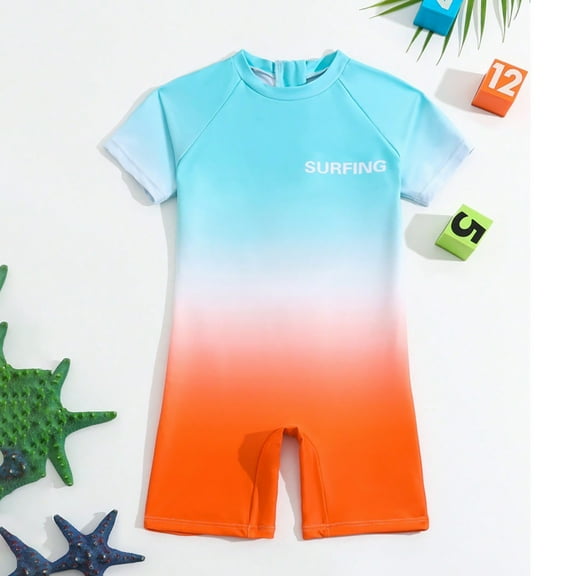 Boys Swimsuit TOOYOU Baby Rash Guard Fashion Short Sleeve Sunsuits Sun Protective Bathing Suits Beach Swimwear Size 4-5 Years,Sky Blue Boys Active Fitting Swimsuit