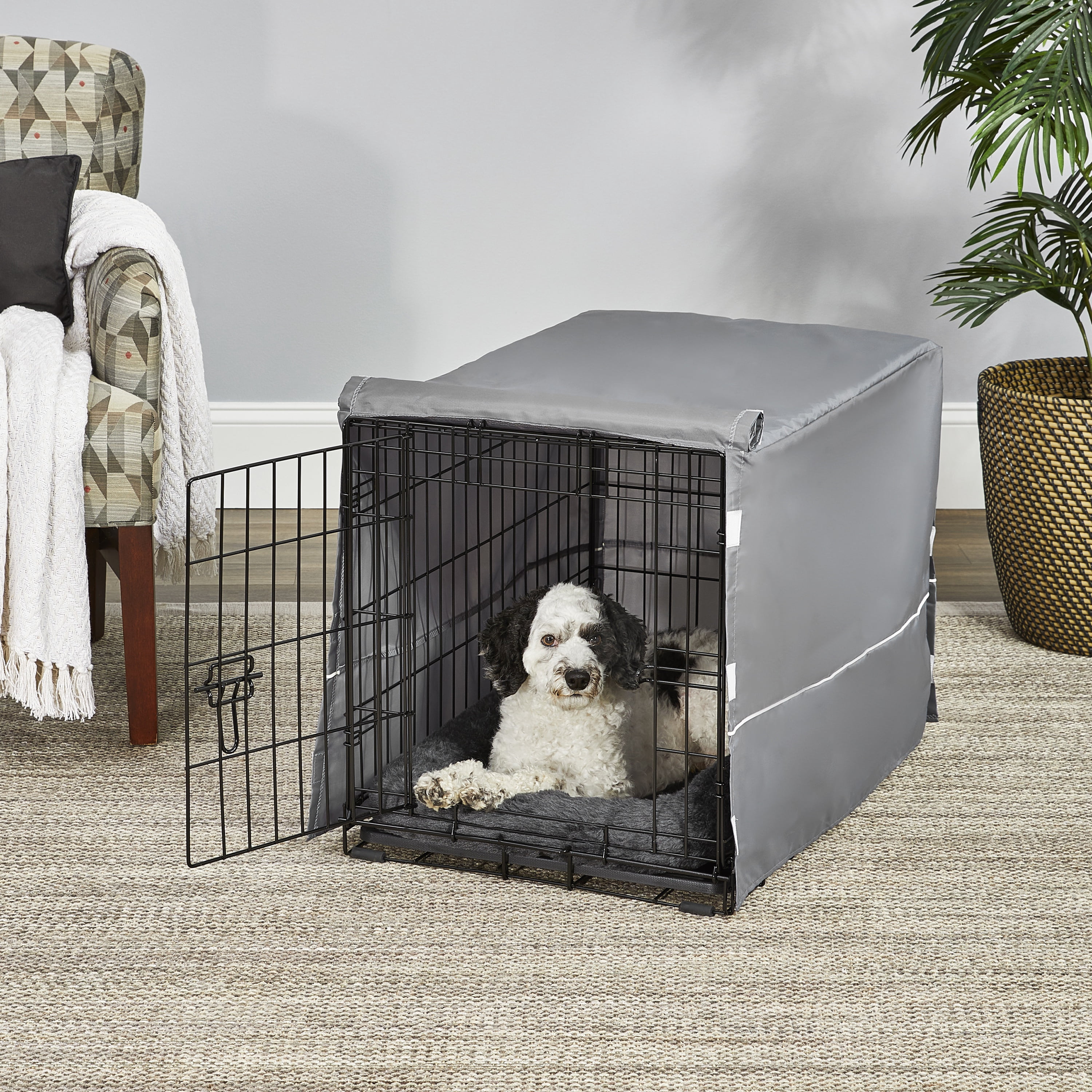 MidWest Homes for Pets New World Comfort Kit, Matching Dog Crate Cover & Bed, Fits 30’’ Crate, Gray