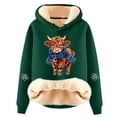 thumbnail image 4 of NinXxx Women's Casual Cow Print Lined Hoodie Long Sleeve Sweatshirt Dark Green XXXL, 4 of 4