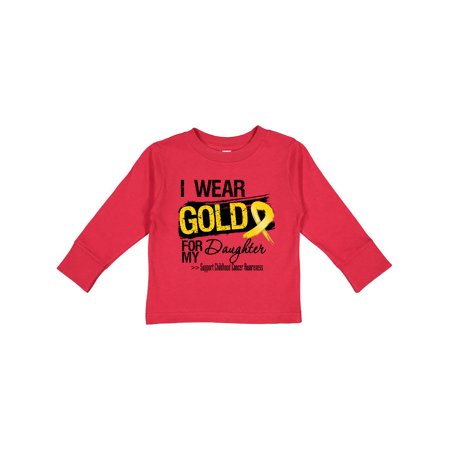 

Inktastic Childhood Cancer Ribbon For My Daughter Gift Toddler Boy or Toddler Girl Long Sleeve T-Shirt