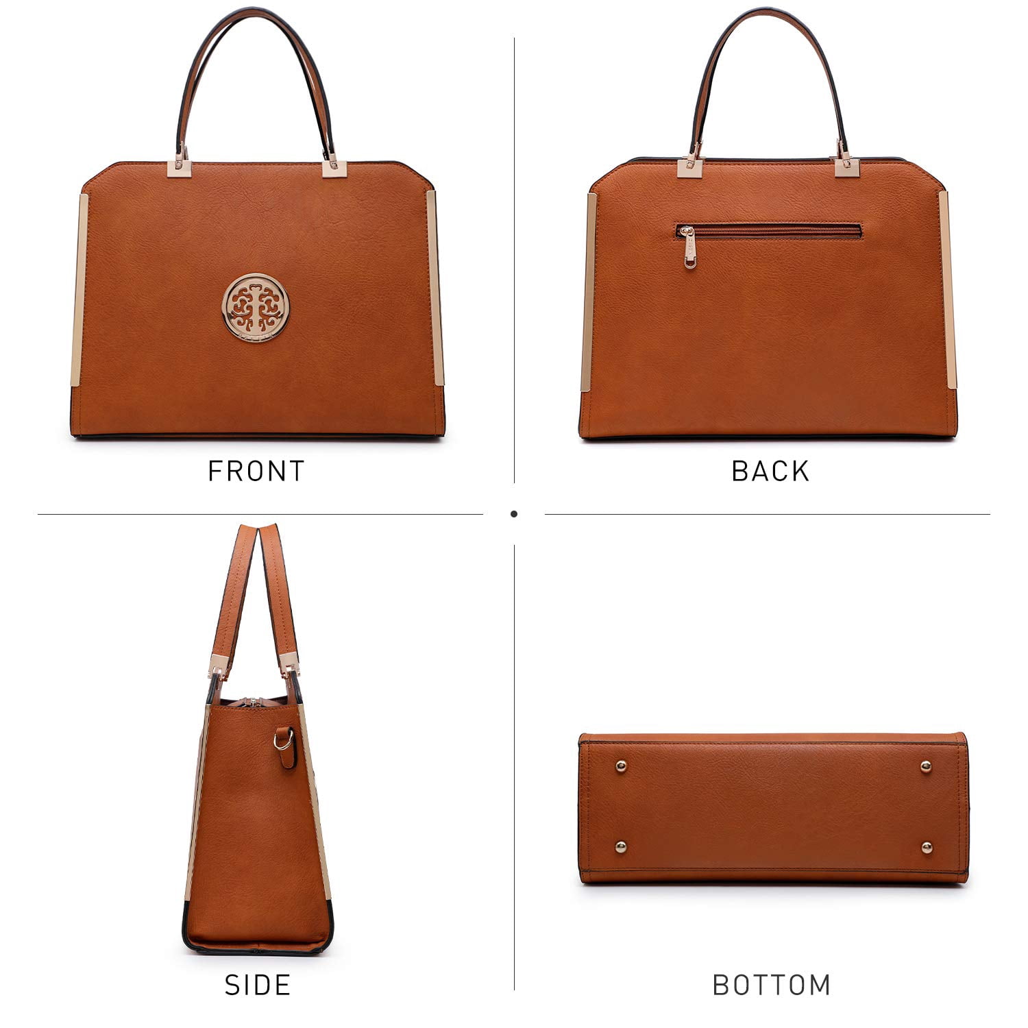 Dasein Women Large Satchel Handbag Shoulder Purse top Handle Work Bag Tote with Matching Wallet