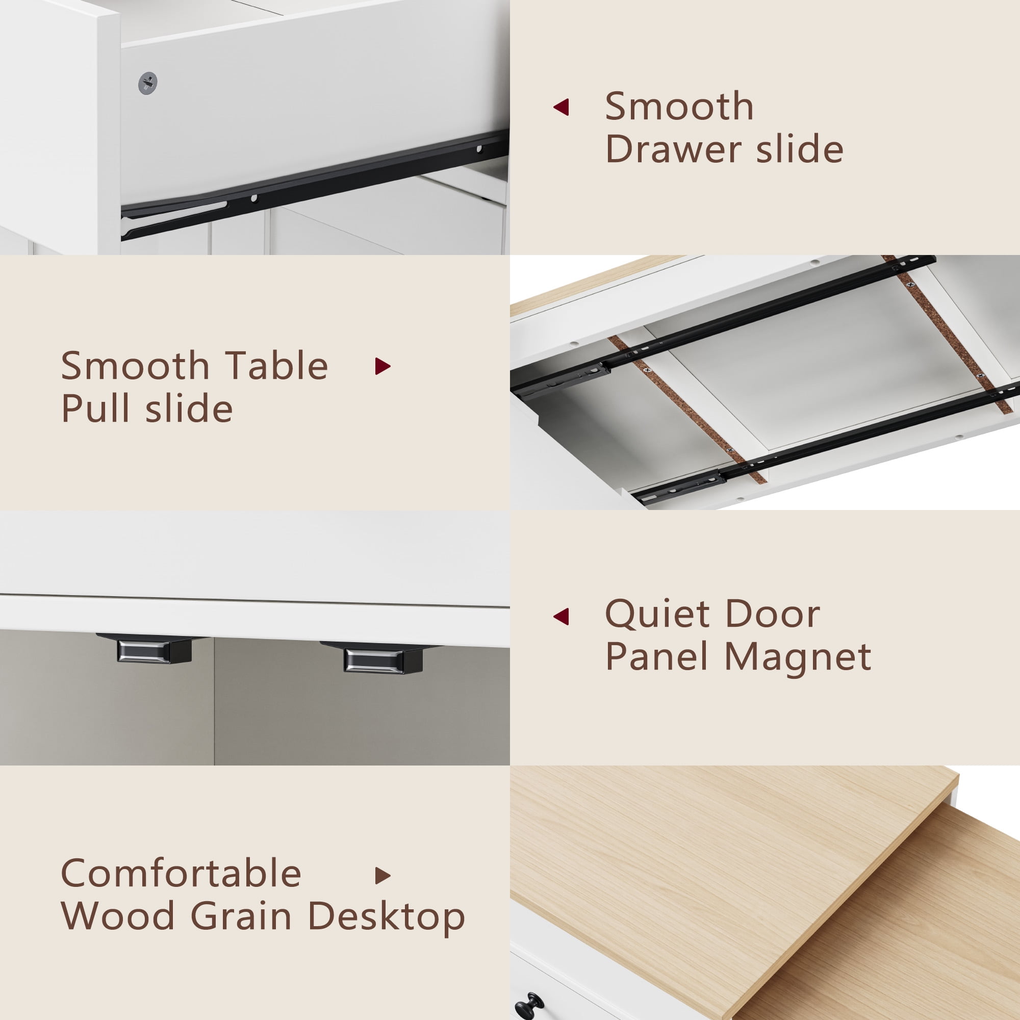 Yoneston 74.5" Rolling Kitchen Island with Extendable Dining Table, Kitchen Storage Cart with Spice Rack and 2 Drawers 4 Doors for Kitchen, Dining Room, White