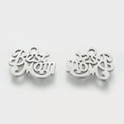 U8MO Best Mom Word Charm Stainless Steel Metal Mother's Day Jewelry Tag Silver