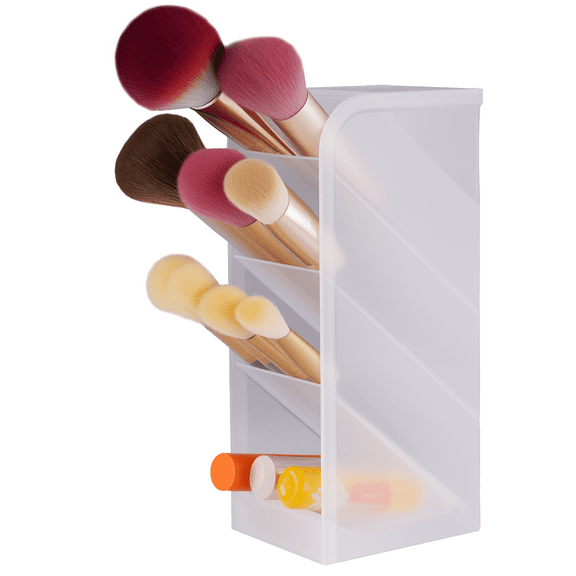 NiHome Plastic Cosmetic Display Case, Vertical & Horizontal Multi-Purpose Storage, Space-Saving Vanity or Bathroom Countertop Makeup Brush Holder, Matte Finish Organizer for Toothbrushes, Pens, Tools