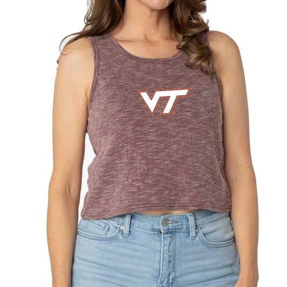 Women's Maroon Virginia Tech Hokies Brie Sandwash Tri-Blend Cropped Tank Top
