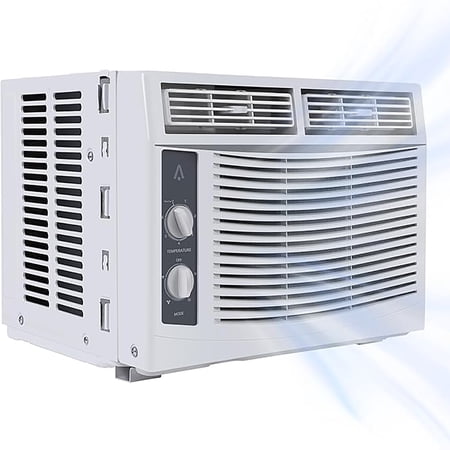 Window Air Conditioner – 5000 BTU Quiet Energy Efficient AC Unit for Up to 150 Sq.Ft, 7-Speed Mechanical Controls & Reusable Filter – Compact Easy Installation for Bedroom, Living Room, Home Office.