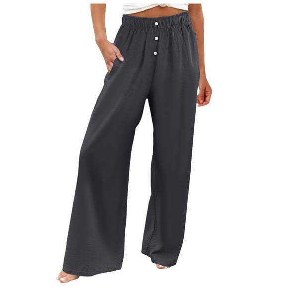 PMUYBHF Athletic Pants for Women Tall Linen Pants Women Comfy Flowy Wide Leg Pants Summer Baggy High Waisted Palazzo Beach Pants Trousers with Pockets Dress Pants Women Plus Size Stretchy Petite Pants