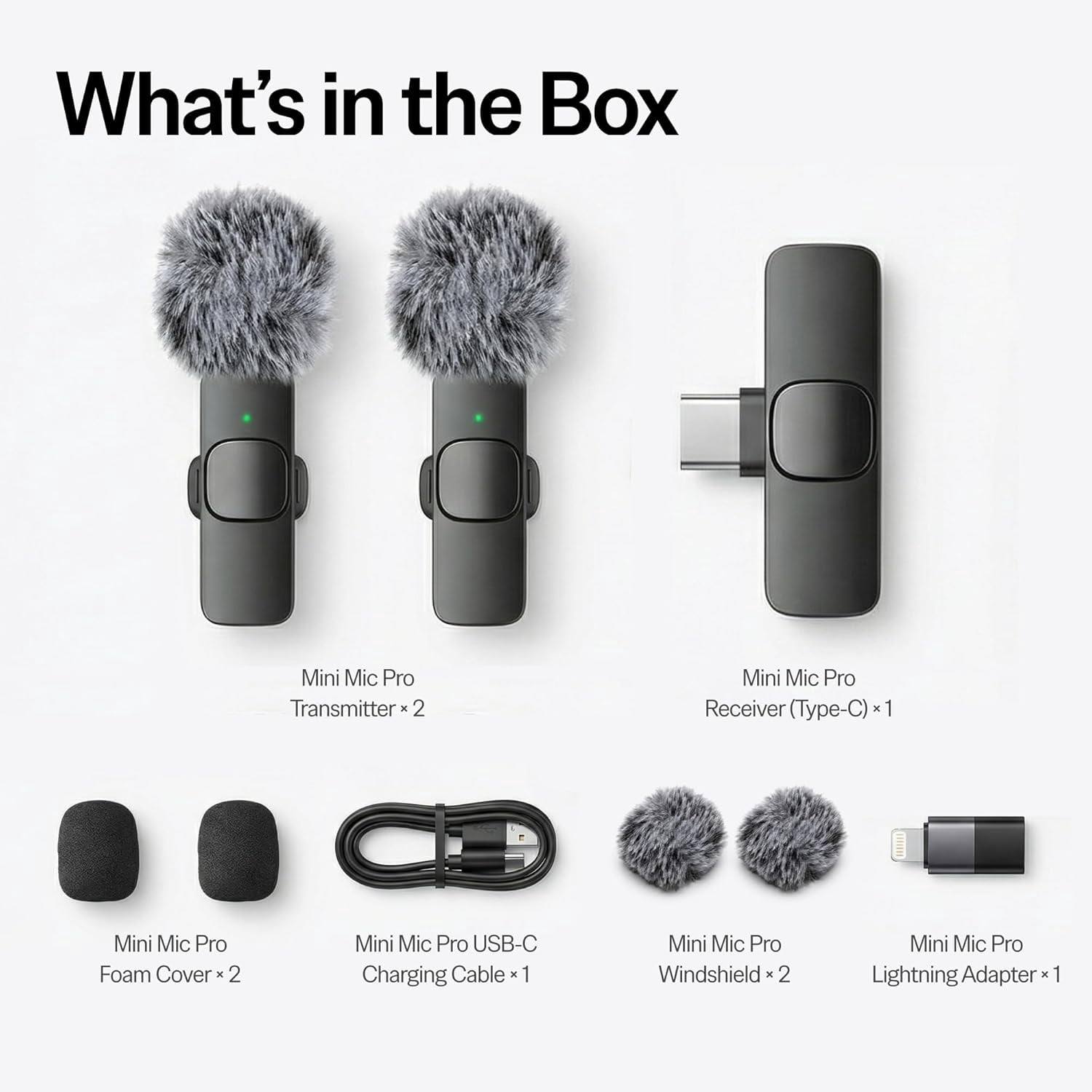 Wireless Mini Microphone for iPhone, Android Phone, Lavalier Lapel Mic for Audio Video Recording