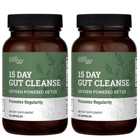 (2 pack) Earth Harmony 15-Day Gut Cleanse, Oxygen Powered Detox Gut Cleanse, 60 Capsules