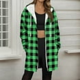 thumbnail image 2 of Winter Zip up Fleece Jacket for Women, Plaid Oversized Long Hoodie Fuzzy Jacket, Warm Trendy Coat with Pockets, 2 of 5
