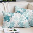 thumbnail image 2 of Turquoise Coastal Small Pillow Covers,Sea Turtle Nautical Coral Summer Beach Breathable Throw Pillow Cases with Invisible Zipper,Decorative Pillowcase Pillows Protectors for Sofa Bed Chair 12"x20", 2 of 9