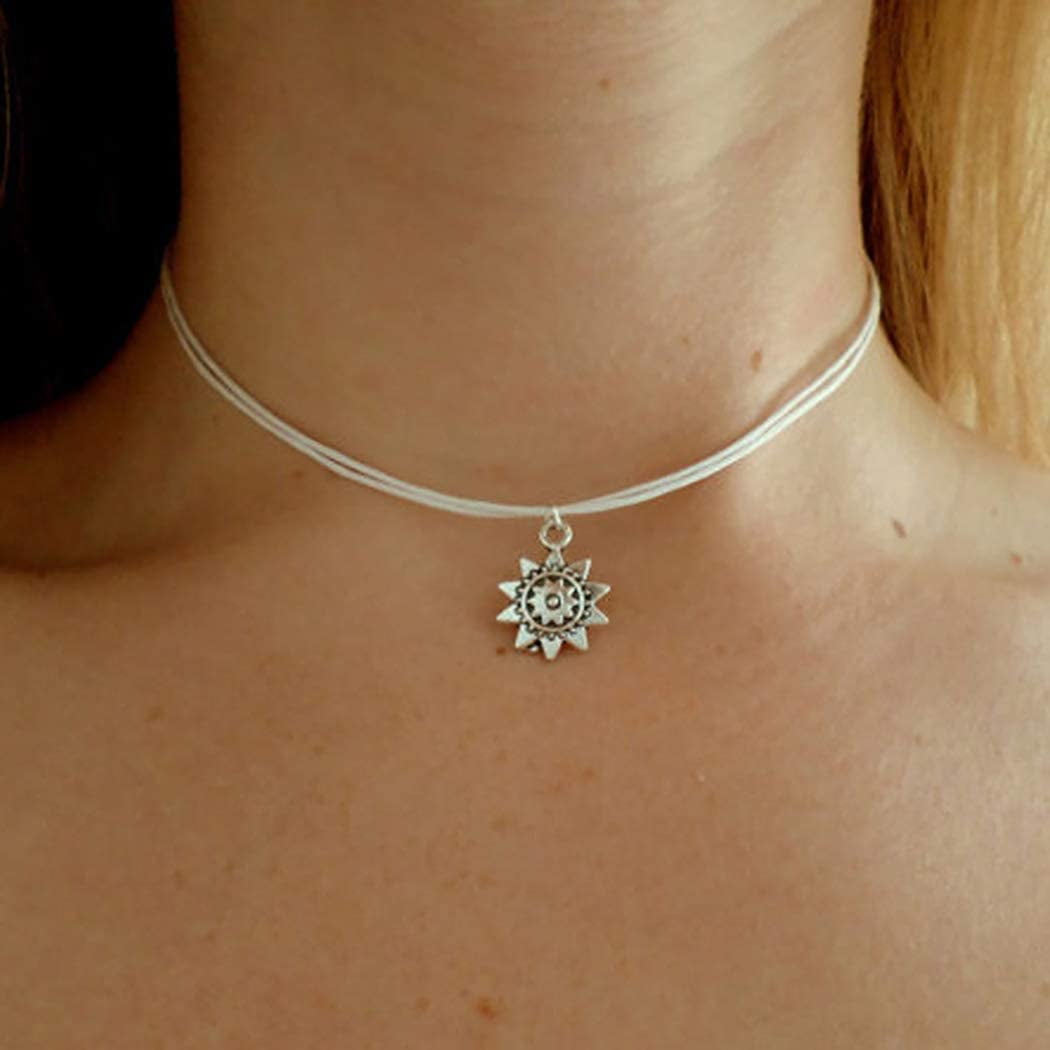 HEIBINLayered Pendant Necklace Sun 
