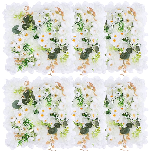 6 piezas de flores artificiales para decoración de pared, simulación de flores artificiales para boda, fondo de boda, panel floral de pared DIY.