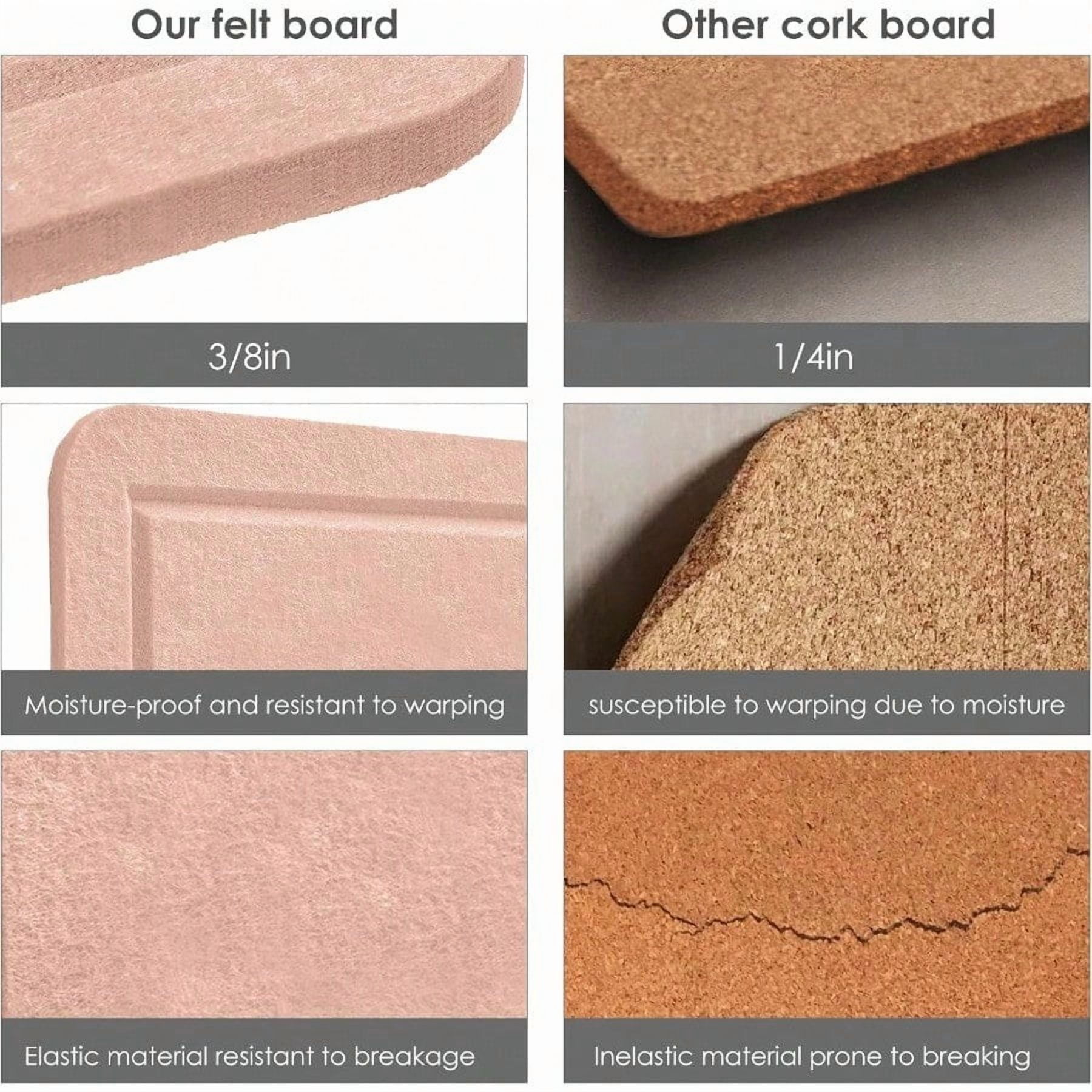 Bulletin Board 36 x 24 Inches Felt Pin Board Decorative Cork Alternative for Wall 3' x 2' Foldable Picture SelfAdhesive Vision Prayer Board With 20 Pushpins Mauvey Pink