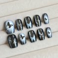 thumbnail image 2 of 10pcs Butterfly Star Press on Nails Set Glossy Short Fake Nails with Gel Look French Fashion FingerNail Beauty Handmade Reusable Nail Tips for Daily Wear, Party, Date False Nails, 2 of 6