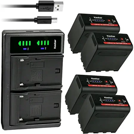 Kastar 4-Pack NP-F980EXP Battery and LTD2 USB Charger Compatible with Sony CCD-TRV90 CCD-TRV91 CCD-TRV92 CCD-TRV93 CCD-TRV930 CCD-TRV94 CCD-TRV940 CCD-TRV95 CCD-TRV97 CCD-TRV98 CCD-TRV99 Camera