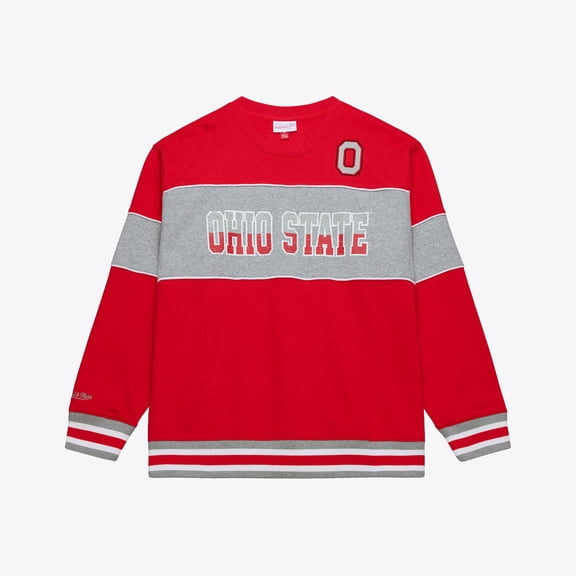 Men's Mitchell & Ness  Scarlet Ohio State Buckeyes Fleece Sweatshirt